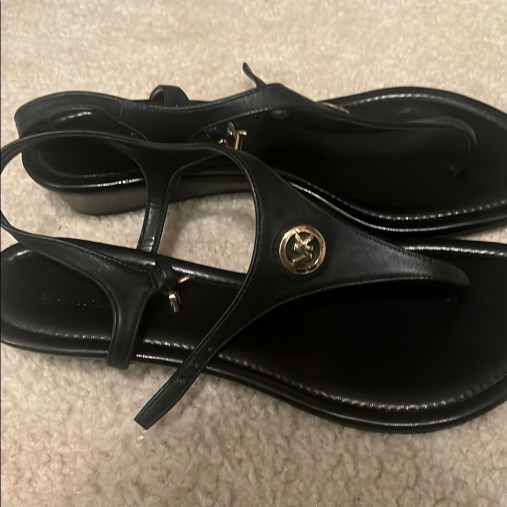 MICHAEL Michael Kors Black Sandals with Gold Accent